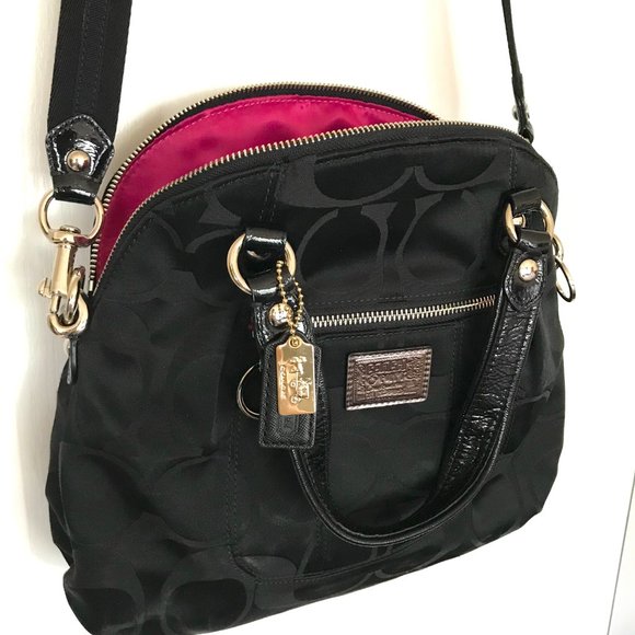 Coach Black Print Handbag w/ Printed Logos - Picture 4 of 9